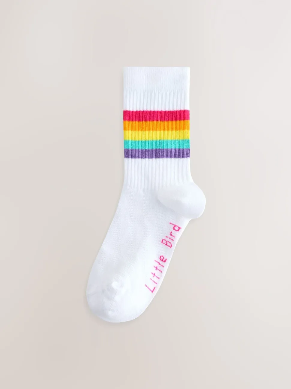 Witte pastelkleurige regenboogprint - Little Bird by Jools Oliver White Tube Socks 7 Pack