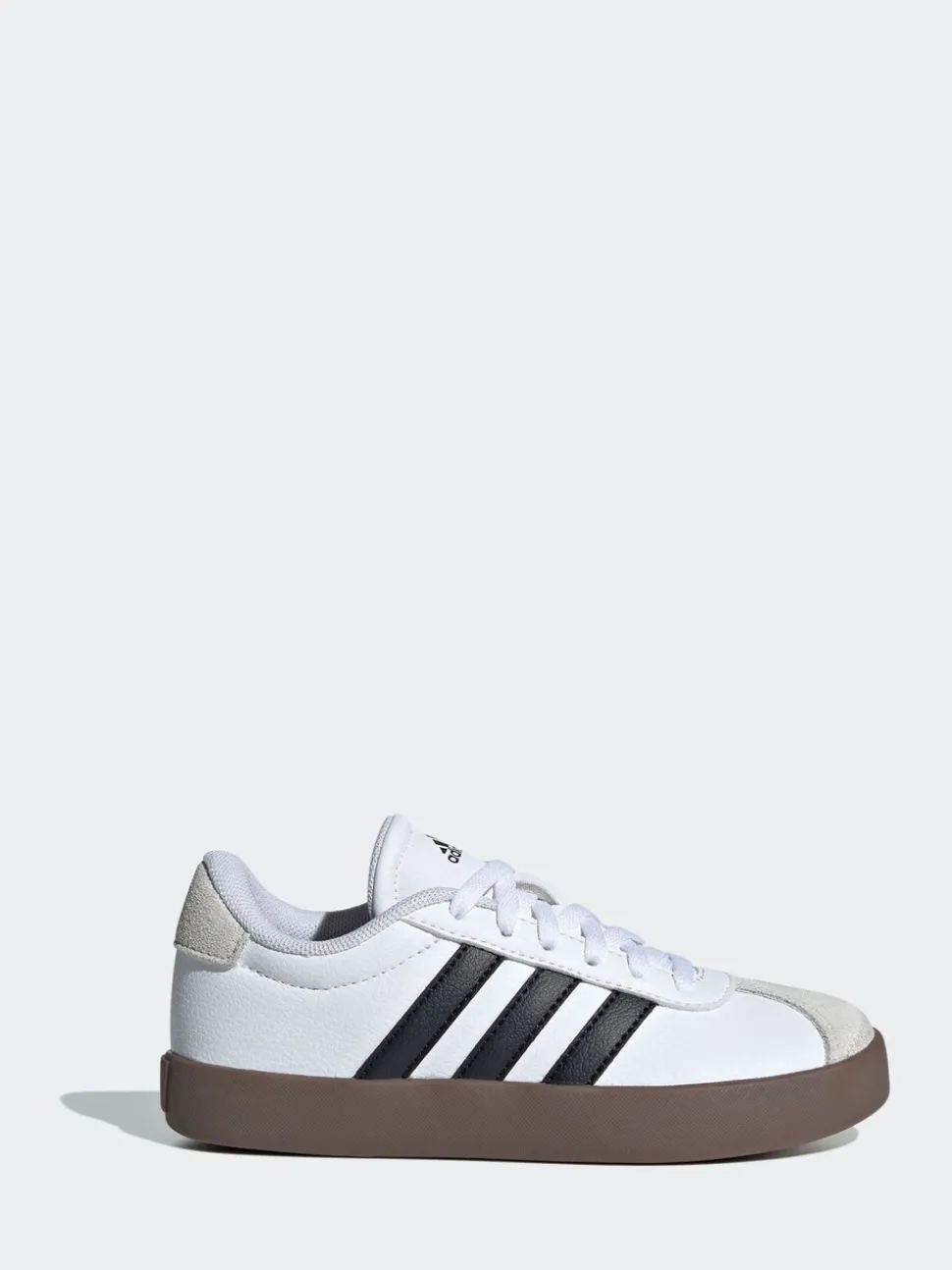 Wit/zwart - adidas Vl Court 3.0 Suède sneakers met veters voor kinderen