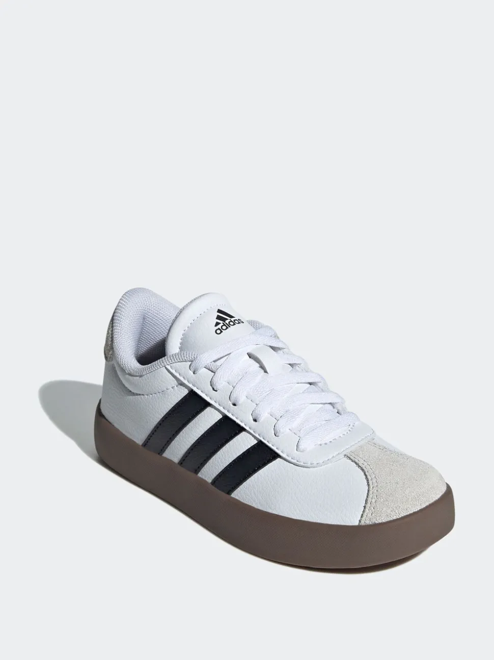 Wit/zwart - adidas Vl Court 3.0 Suède sneakers met veters voor kinderen