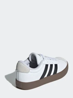 Wit/zwart - adidas Vl Court 3.0 Suède sneakers met veters voor kinderen