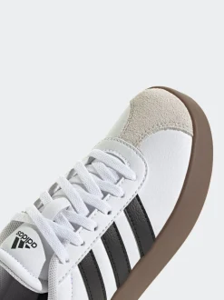 Wit/zwart - adidas Vl Court 3.0 Suède sneakers met veters voor kinderen