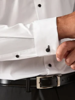 Wit/zwart - Slim Fit - Double Cuff Regular Fit Shirt And Bow Tie Pack