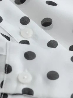 Wit/zwart met stippen - Overhemd met doorschijnende lange mouwen