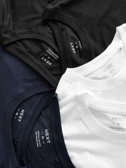 Wit/zwart/marineblauw - Normale Pasvorm - Essential katoenen T-shirts verpakking van 6