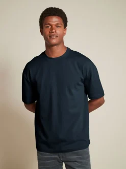 Wit/zwart/marineblauw - Relaxed fit - Verpakking van 3 T-shirts van zware stof