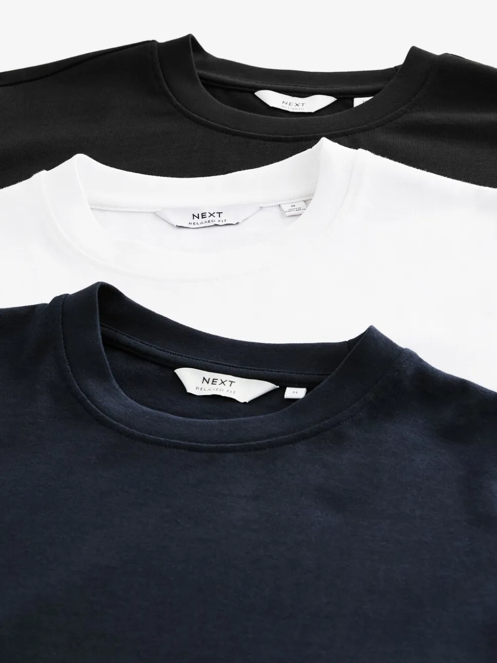 Wit/zwart/marineblauw - Relaxed fit - Verpakking van 3 T-shirts van zware stof