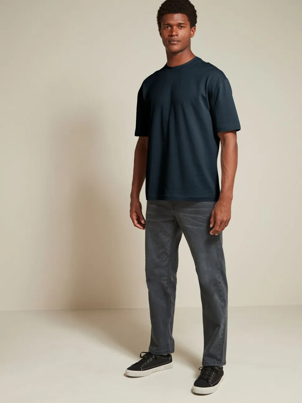 Wit/zwart/marineblauw - Relaxed fit - Verpakking van 3 T-shirts van zware stof