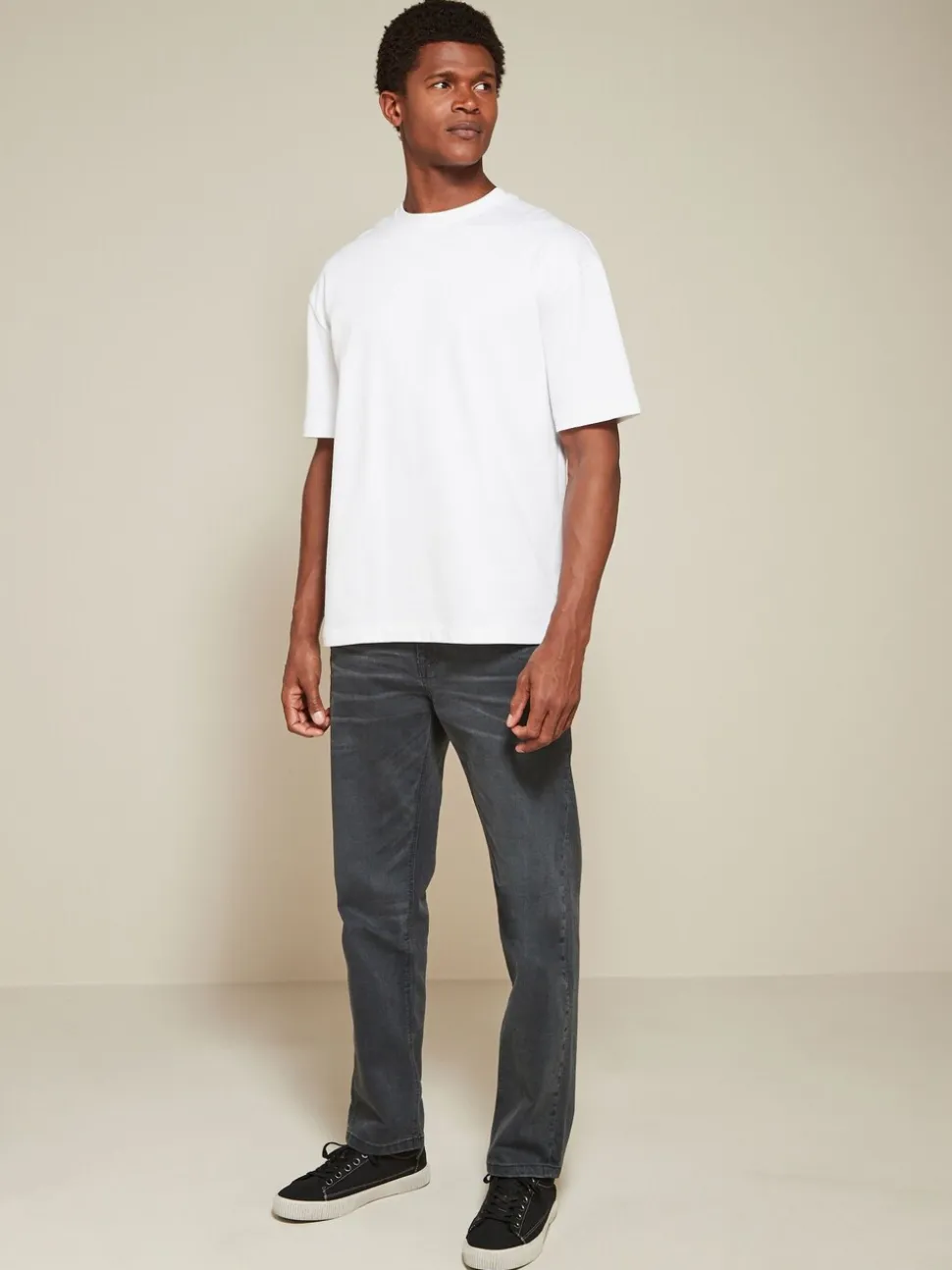 Wit/zwart/marineblauw - Relaxed fit - Verpakking van 3 T-shirts van zware stof