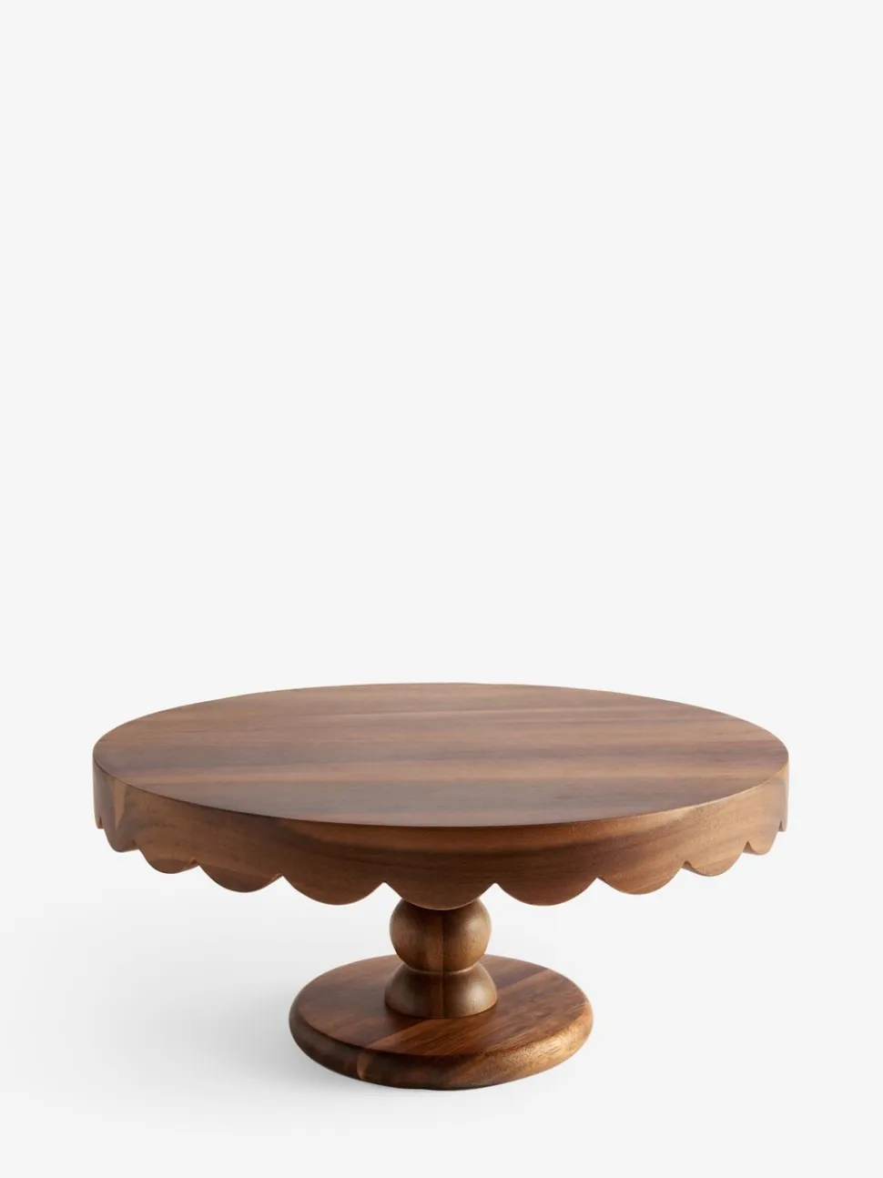 Wood Scalloped Edge Cake Stand
