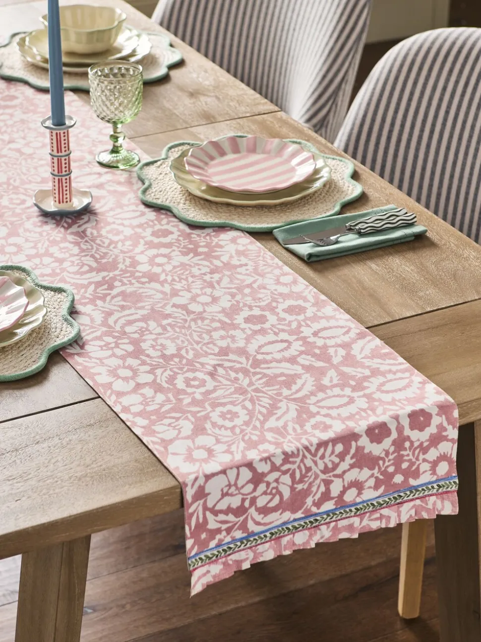 Woodblock Kitchen Table Runner