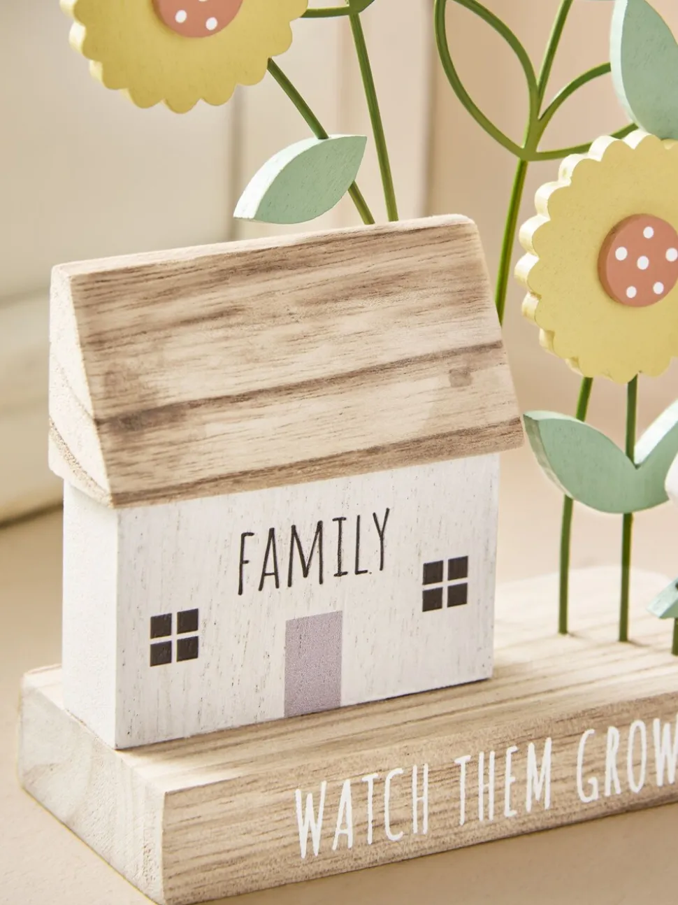 Wooden Flower House Scene Ornament
