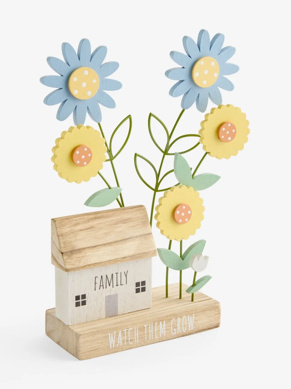Wooden Flower House Scene Ornament