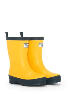 Yellow & Navy Matte Rain Wellies