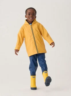 Yellow & Navy Matte Rain Wellies