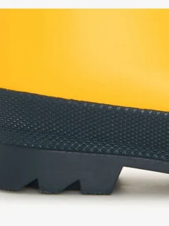 Yellow & Navy Matte Rain Wellies