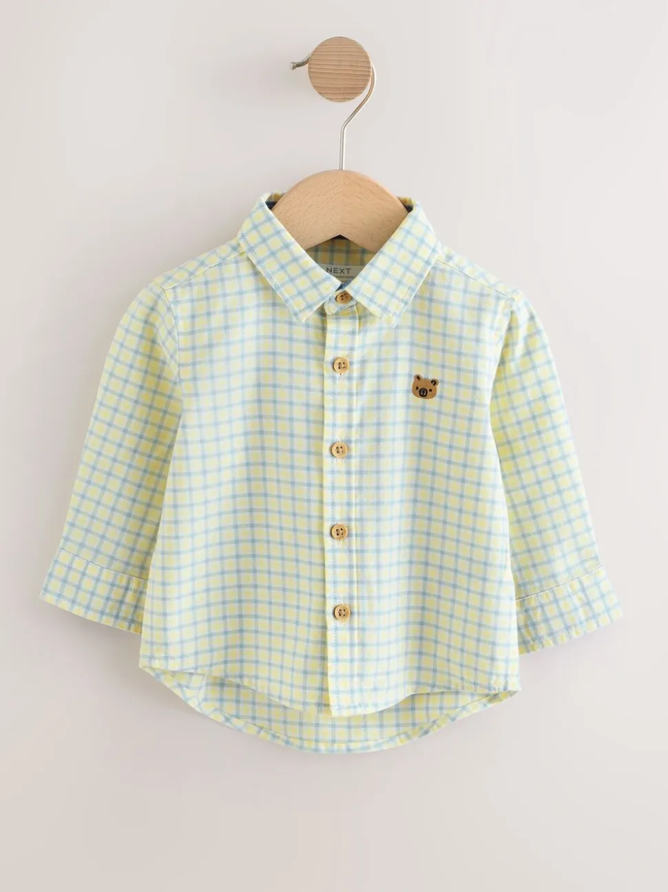 Yellow Gingham Character - Oxford-overhemd met lange mouwen (3 mnd-7 jr)