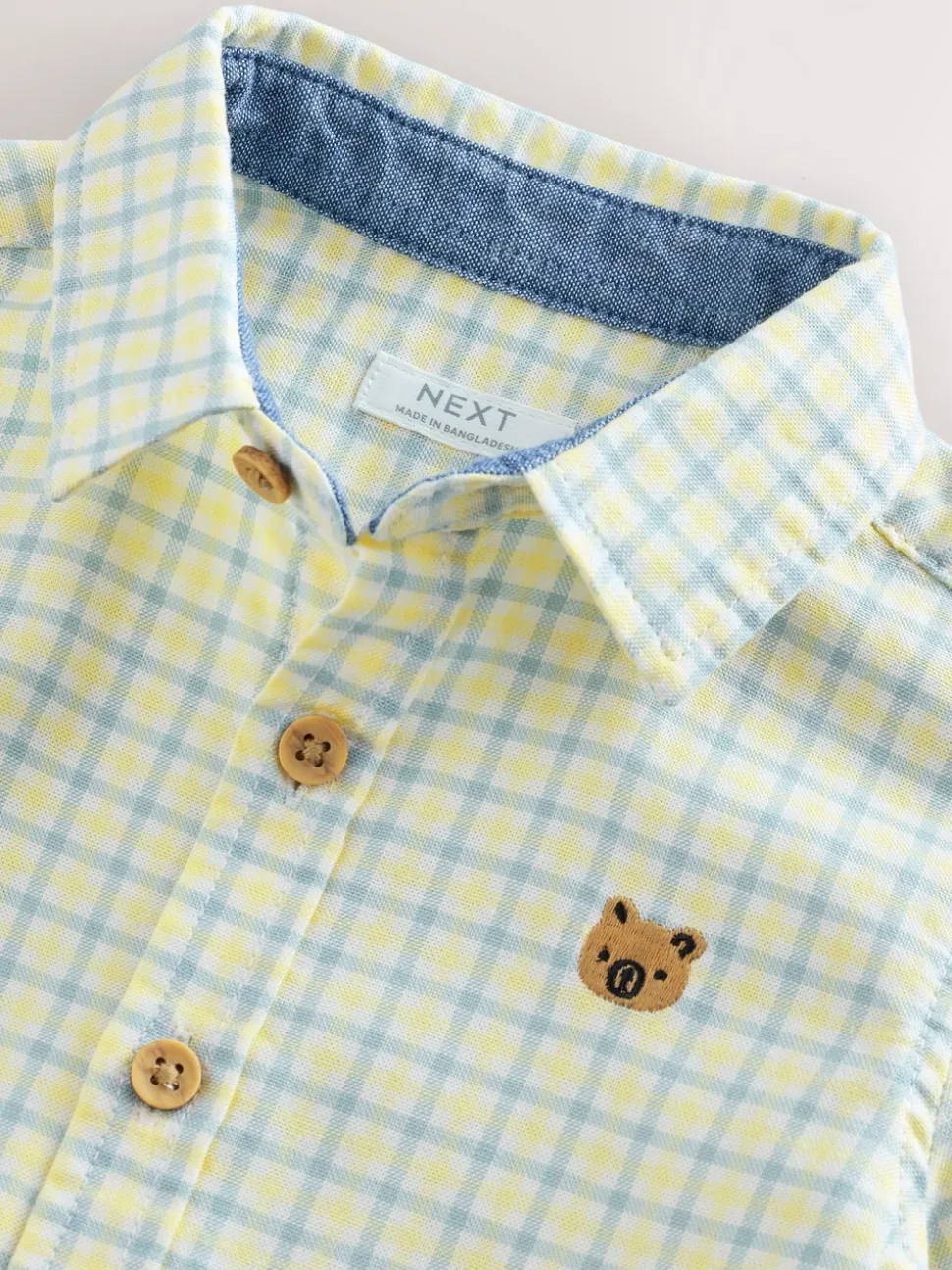 Yellow Gingham Character - Oxford-overhemd met lange mouwen (3 mnd-7 jr)
