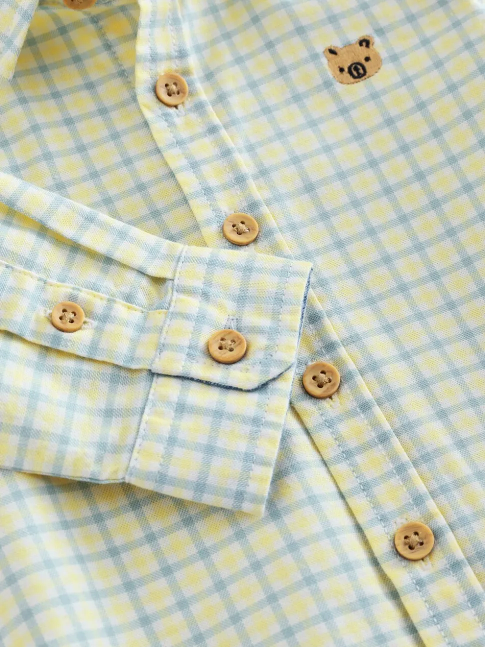 Yellow Gingham Character - Oxford-overhemd met lange mouwen (3 mnd-7 jr)