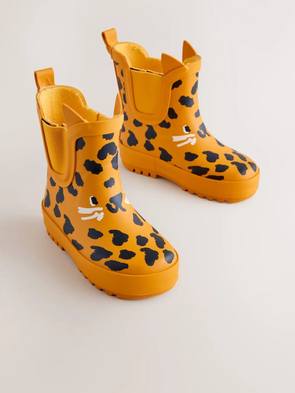 Yellow Leopard Print - Enkelhoge regenlaarzen