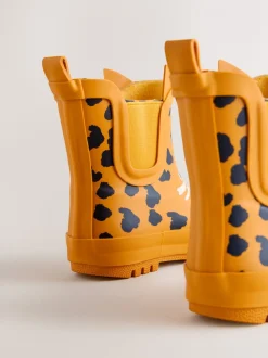 Yellow Leopard Print - Enkelhoge regenlaarzen