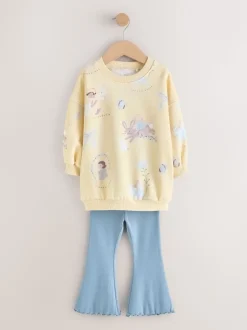 Yellow/Blue Fairy - Set van sweatshirt en uitlopende legging (3mnd -7jr)