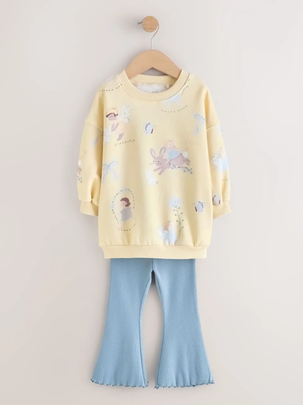 Yellow/Blue Fairy - Set van sweatshirt en uitlopende legging (3mnd -7jr)