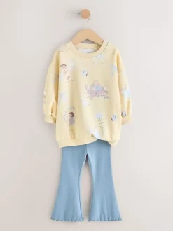 Yellow/Blue Fairy - Set van sweatshirt en uitlopende legging (3mnd -7jr)