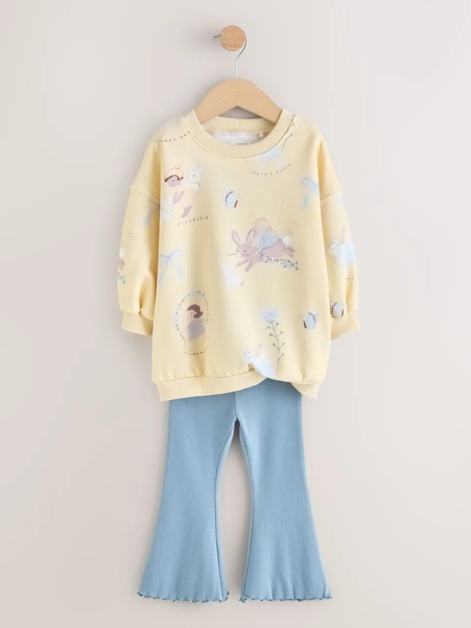 Yellow/Blue Fairy - Set van sweatshirt en uitlopende legging (3mnd -7jr)