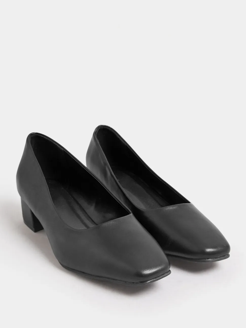 Yours Curve - Imitatieleren pumps met blokhak in extra wijde EEE-pasvorm
