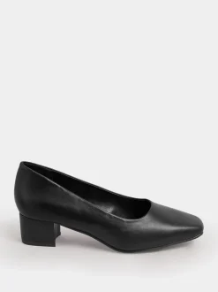 Yours Curve - Imitatieleren pumps met blokhak in extra wijde EEE-pasvorm