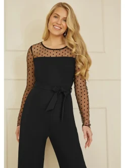Yumi jumpsuit met stippen van stretch gaas