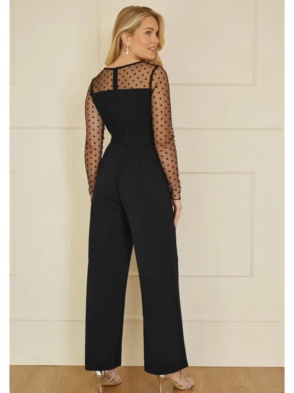Yumi jumpsuit met stippen van stretch gaas