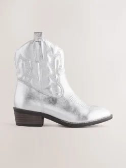 Zilver - Enkellaars in cowboystijl