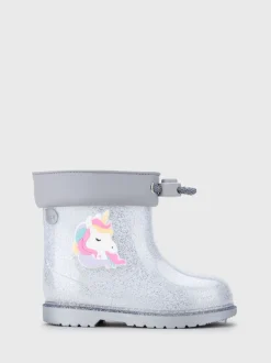 Zilver - Igor Glitter Unicorn Ankle Wellies