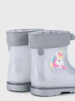 Zilver - Igor Glitter Unicorn Ankle Wellies
