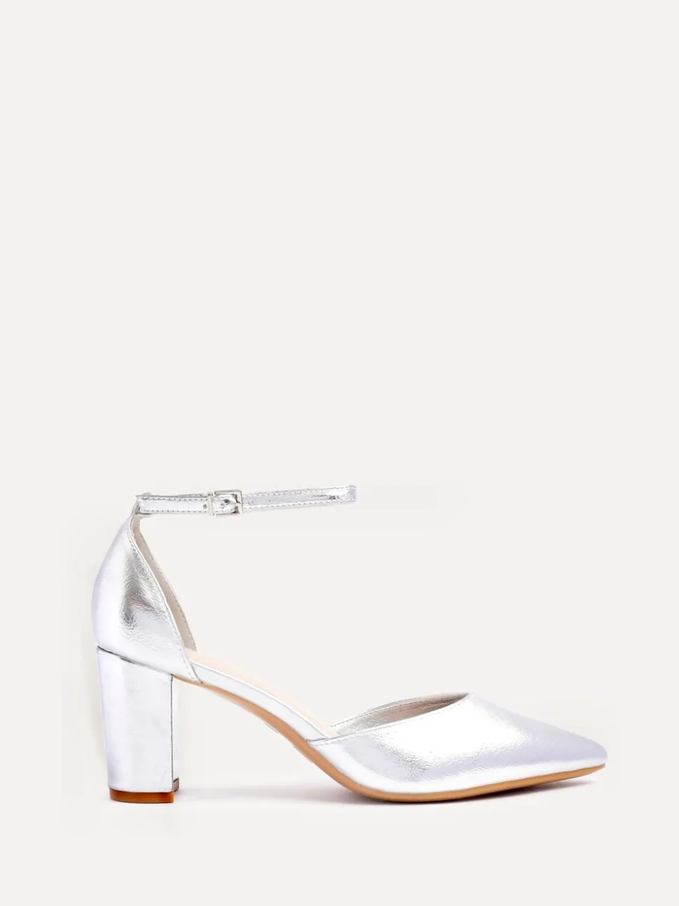Zilver - Linzi Leona pumps met blokhak en dichte hiel