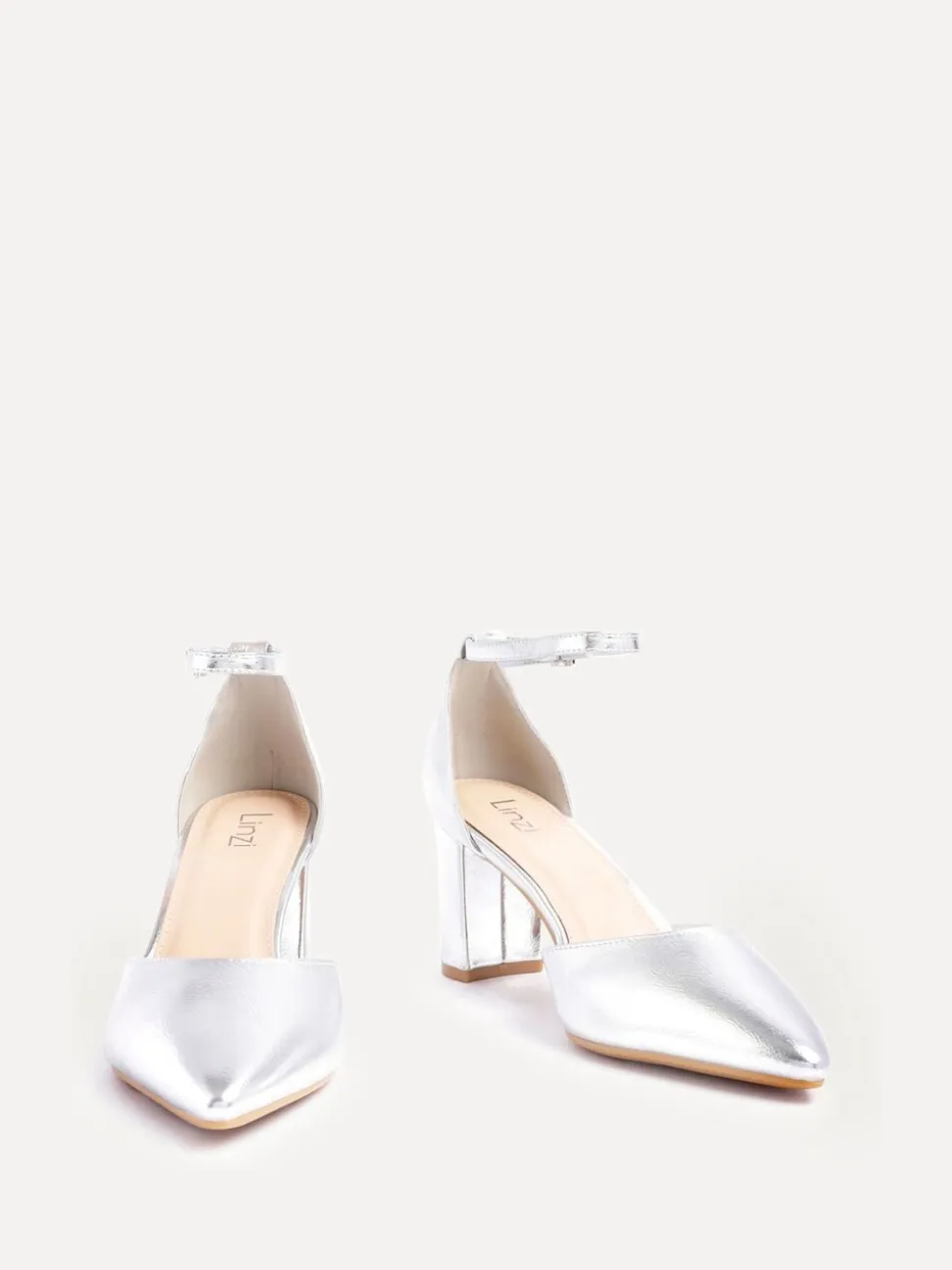 Zilver - Linzi Leona pumps met blokhak en dichte hiel