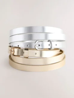zilver/goud - PU Skinny Riemen 2 Pakket