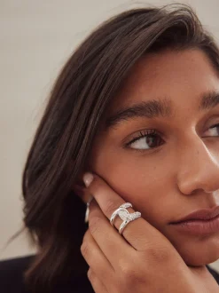 Zilverkleurig - Interlink Sparkle Ring