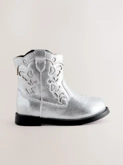 Zilvermetallic - Western cowboy-enkellaarsjes