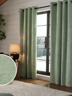 Zware chenille ringgordijnen