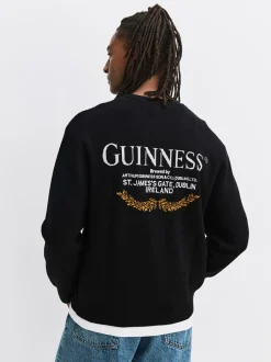 Zwart - 100% Cotton Guinness License Graphic Crew Neck Jumper