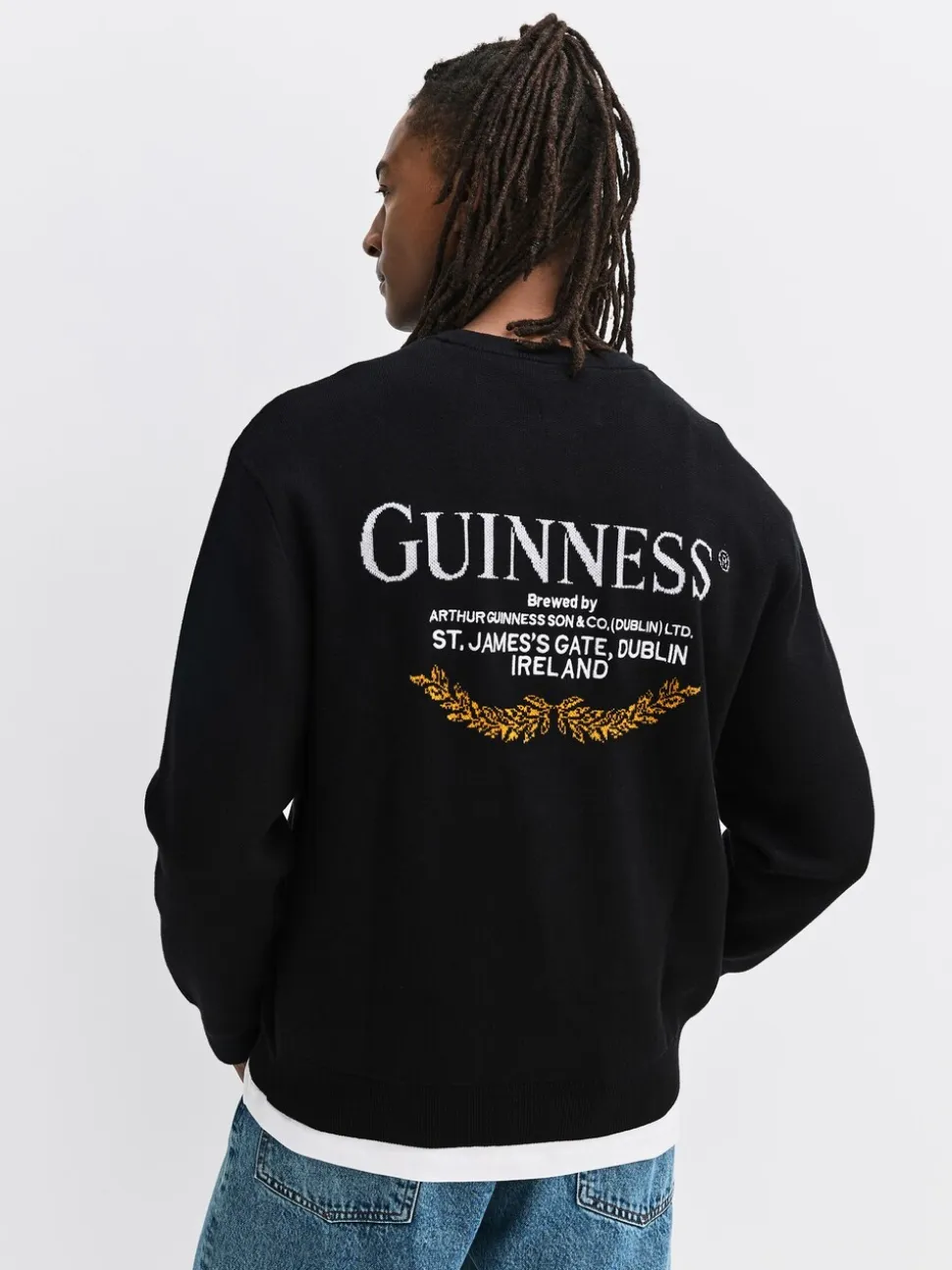 Zwart - 100% Cotton Guinness License Graphic Crew Neck Jumper