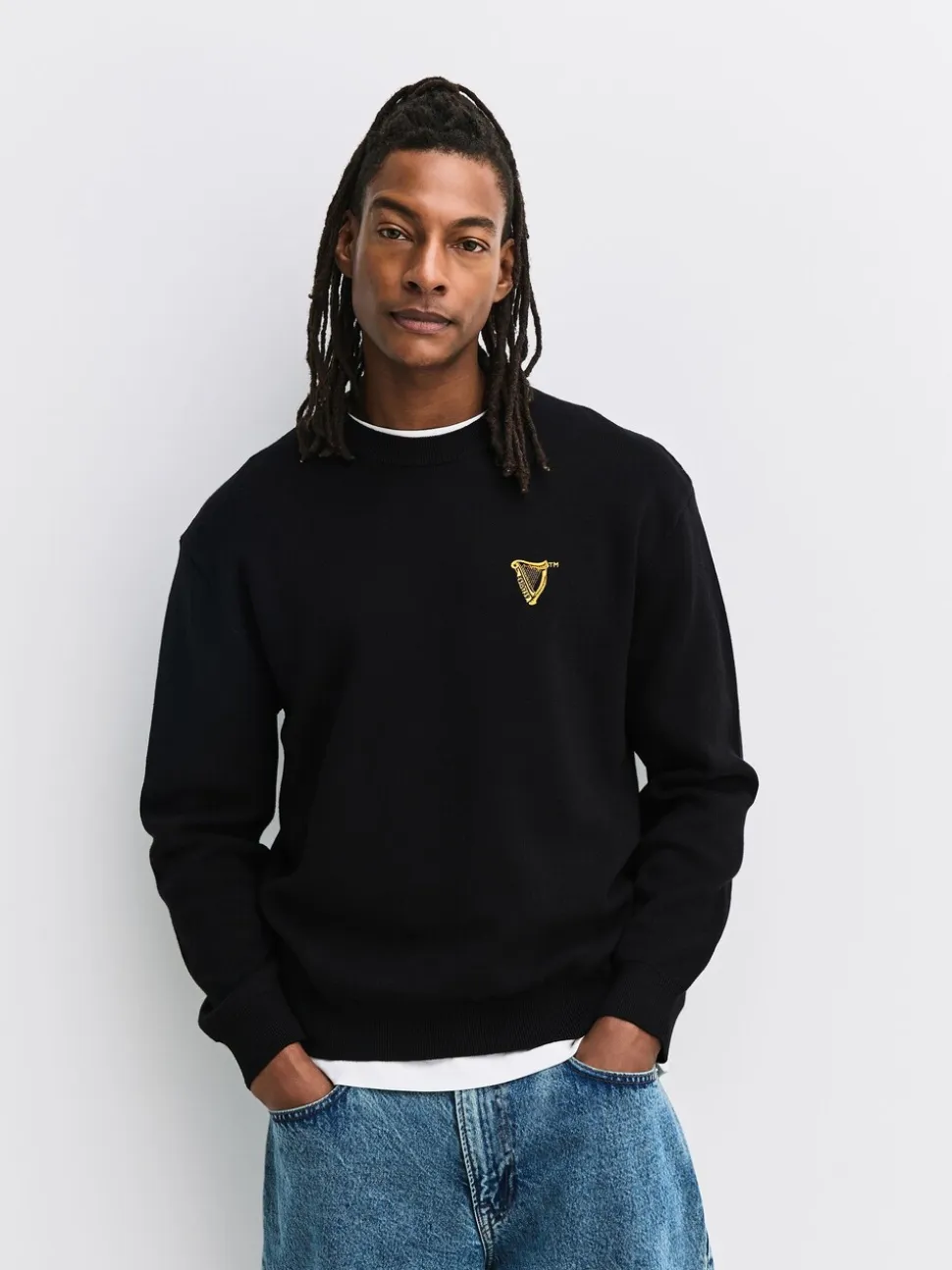 Zwart - 100% Cotton Guinness License Graphic Crew Neck Jumper