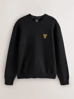 Zwart - 100% Cotton Guinness License Graphic Crew Neck Jumper