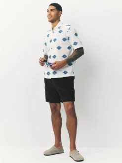 Zwart - 100% katoenen corduroy shorts met trekkoord