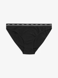Zwart - 4 Katoenen slipjes met logotailleband