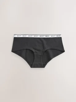 Zwart - 7 Katoenen slipjes met logotailleband