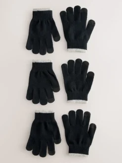 Zwart - 3 paar magic handschoenen (3-16jaar)