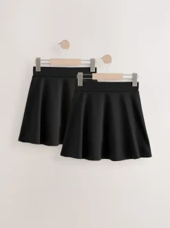 Zwart - 2 Pack Pull-On Skort met jersey stretchy (3-17jr)